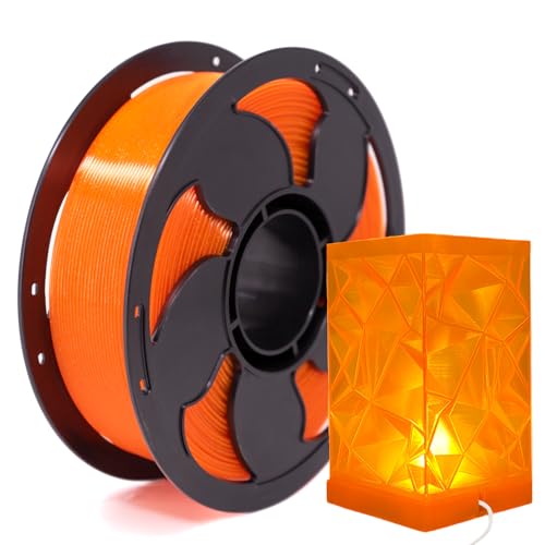 Image of Clear Orange PLA 1.75mm 1kg Spool Glitter 3D Printing Filament Transparent | Beginner friendly Premium Glittery translucent Orange PLA Basic Low warping No tangle 1kg spool 2.2lbs for Bambu Prusa
