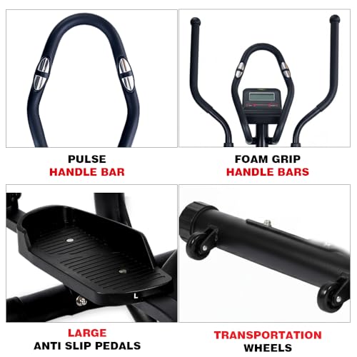 Image of Propel HX 111 Silent Magnetic Elliptical Cross Trainer for Home | Advanced 3-Piece Crank System | 8-Level Resistance | Adjustable Anti-Slip Pedals | Pulse Sensors | 100 Kg Capacity
