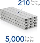 Agrafes standard Swingline, longueur de jambe de 1/4 pouce, 210 agrafes par bande, 5000 agrafes par boîte (7471135108)