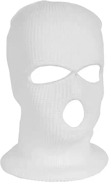 Ski Mask Balaclava Full Face Cover Motorcycle Cycling Neck Warmer for Helmet, 2 Hole Balaclava Winter Knitted Balaclava for Outdoor Sports, UV Protector Scarf for Men and Women White