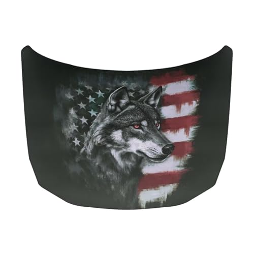 Image of Car Hood Cover Protector,Wolf Design Snowproof Waterproof Comfortable Print Stylish Hood Covers for Cars,Decoration Universal Car Accessories