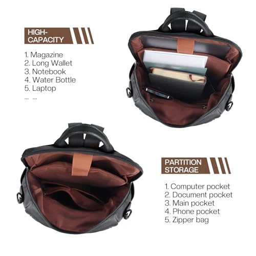 ECOTISH Damen-Rucksack veganem Leder Groß Stylisch Frauen Designer Schultertasche Reiserucksack mit Quaste Cityrucksack Rucksacktasche (schwarz)