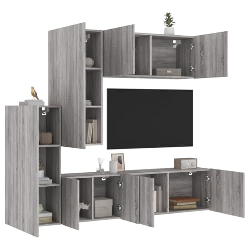 Genérico Muebles de TV de Pared 5 pzas Madera de ingeniería Gris Sonoma,Muebles TV-3216494