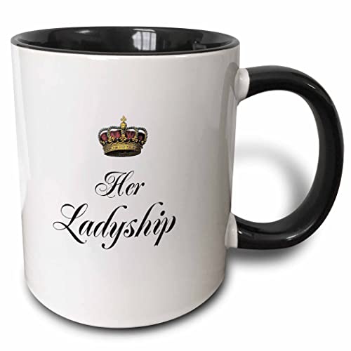 3dRose 3dRose Her Ladyship - part of a his and hers mr and mrs couple gift set funny humorous fancy british humor - Two Tone Black Mug, 11oz , , Black/White