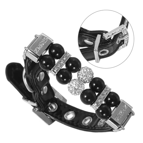 UPKOCH Perlenhalsband für Hunde und Katzen Verstellbares Design Weiches Pu-Material Edle Perlen und Kristall-Details für Kleine Hunderassen und Anlässe