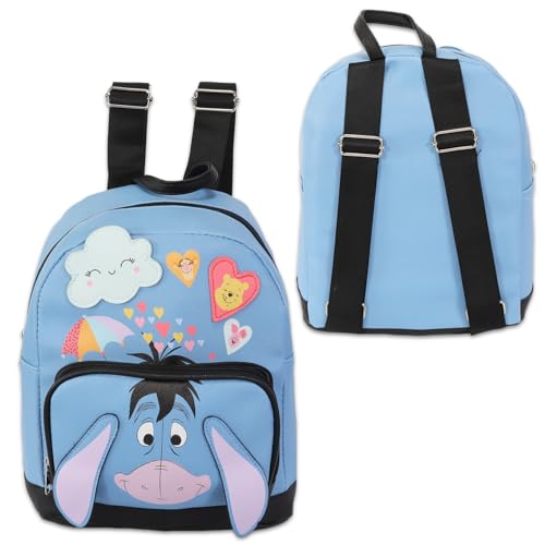 Disney Eeyore Mini Backpack for Kids - Eeyore Backpack Purse Bundle Includes 12” Leather Eeyore Backpack with Front Pocket Plus Water Bottle, Stickers | Winnie the Pooh Accessories3