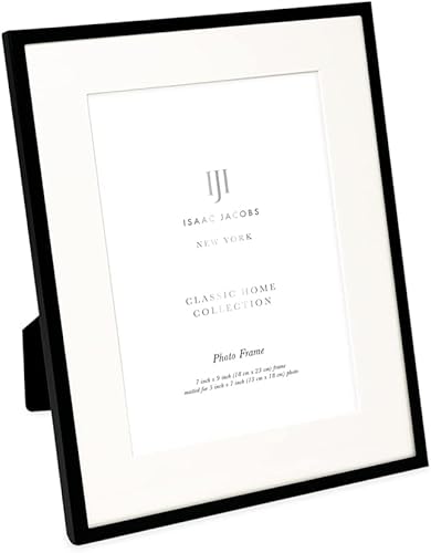 Isaac Jacobs - Marco de fotos de metal negro de 7 x 9 pulgadas mate de 5 x 7 pulgadas marco de fotos de metal clásico hecho para mesa y colgar