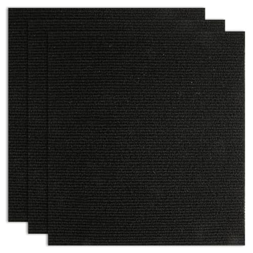 30 Pcs Carpet Tiles Black, 30 x 30 cm Self Adhesive Carpet Tiles Anti-Slip, Easy Peel and Stick Carpet Tiles, Hard Wearing Flooring Carpet Tiles for Bedroom Living Room Office
