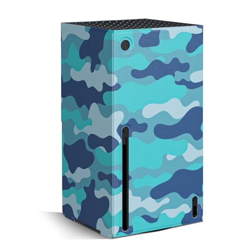 Magnetic Wrap for Xbox Series X Console, Protective Wraps Cover for Xbox Series X Accessories, Premium PU Leather & Soft Inner lining, Camo Blue