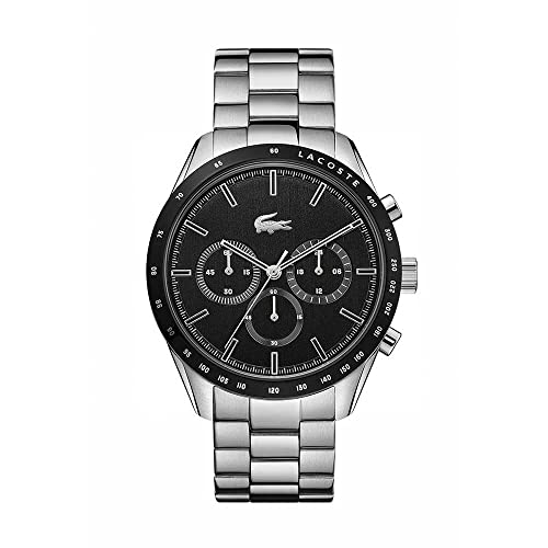 Lacoste Boston Men's Chronograph Stainless Steel and Link Bracelet Casual Watch, Color: Silver (Model: 2011079)