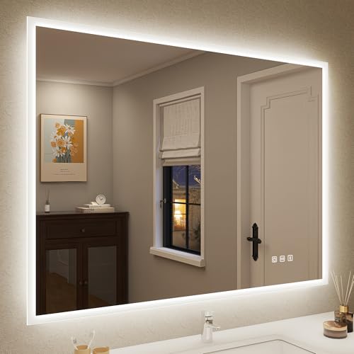 STARLEAD 600x800 mm Bathroom-Mirror-with-LED-Lights, Bathroom-LED-Wall-Mirror with Bluetooth, Anti-Fog, 3 Colors Dimmable, Memory Function, HD Tempered Glass, IP44 LED-Mirror, Horizontal/Vertical