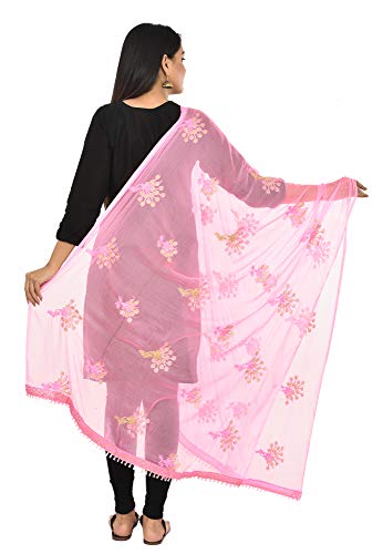Image of YOUTHQUAKE Heavy Embroidered Work Chiffon Dupatta for Womens & Girls With Fancy Lace