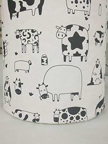 Image of Kids Laundry Hamper Clothes Gift Basket Storage Laundry Baskets Organizer Bin with Handles for Nursery Room (Cow)
