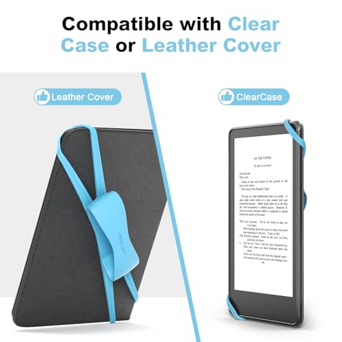 Image of 2 Pack Comfortable Hand Strap for Kindle and Tablets, Kindle Accessories for Reading in Bed, Secure and Lightweight Grip Holder for 4.7-8 inch Tablet /Paperwhite /Kobo /Oasis /E-Book /Phone (Blue)