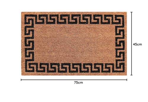 Coco & Coir Door Mats Indoor | Natural Coir Doormat | Non Slip Abstract Design Entrance Welcome Mat (Aztec Wall 45cm x 75cm)