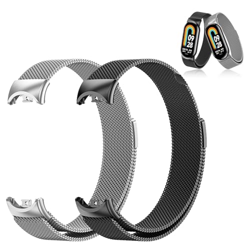 XYTAHDM Correas Metálica Magnética Acero Inoxidable Compatible con Xiaomi Mi Band 9 y Xiaomi Mi Band 8, Correa Metalica de Repuesto