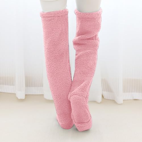 Image of Rungion 2 pairs Furry Leg Warmers for Women Men Warm Fuzzy Plush Over Knee Stockings Soft Long Tight High Socks Leg Cover