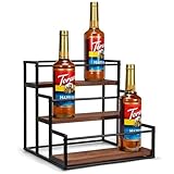 Onilife Coffee Syrup Organizer Rack, 3-Tier 12 Syrup Bottles Holder Stand Shelf for Coffee Bar Kitchen Countertop, Small Wine Rack for Bar Family Storage for Syrup Wine Dressing