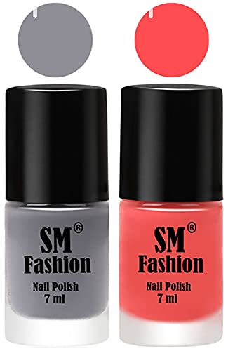Image of Long Lasting Nail Polish | Nail Paint Combo 7 ml Each) - Set of 2 Gray-Peach Pink