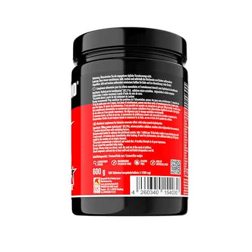 Powerstar WHEY AMINO | 500 Eiweiß-Tabletten hochdosiert mit 1.000mg pro Tablette | 100% Whey Protein Hydrolysat OHNE Zusätze & Süßungsmittel | Reich an EAA, Glutamin & anderen Aminosäuren