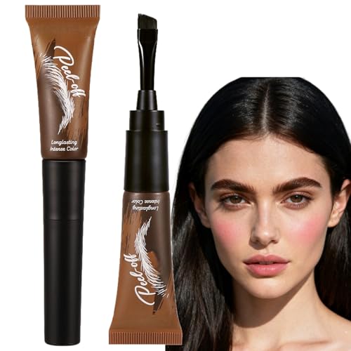 Tat-to Eye Brow Peel off,Tat-too Eye Brow Tint,Peel off Stain for Natural Tatt-o Eyebrows,Anti Smudge Lasting Eyebrow Gel Dark Brown,Easy Pe/el-off E/ye/brow Gel,Semi-Permanent Colour Ey/ebr/ow Dye(4)