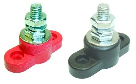 Fastronix 5/16" Stainless Steel Single Stud Power And Ground Junction Block Red And Black #TOP3