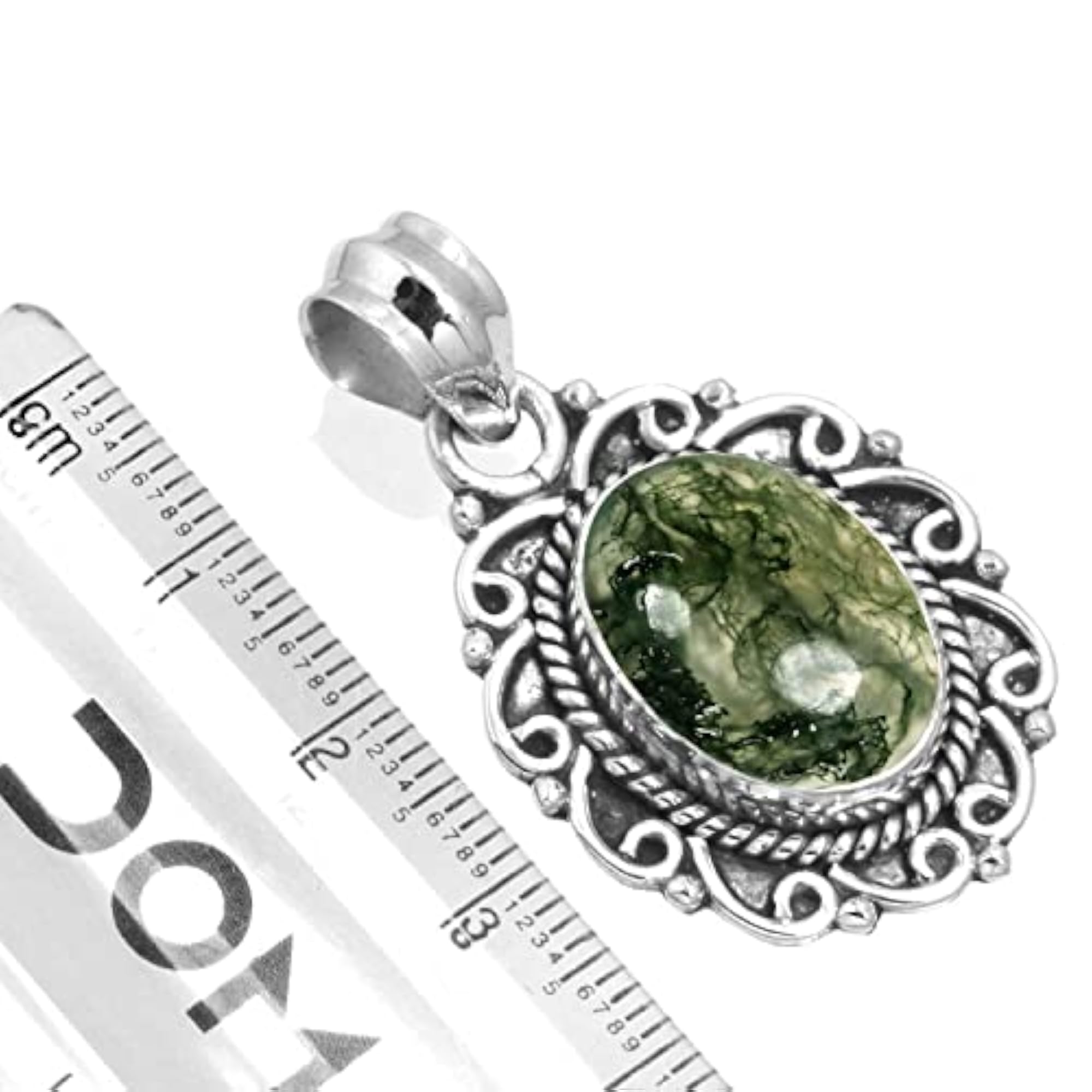 Women's 925 Sterling Silver Handmade Oval Gemstone Pendant