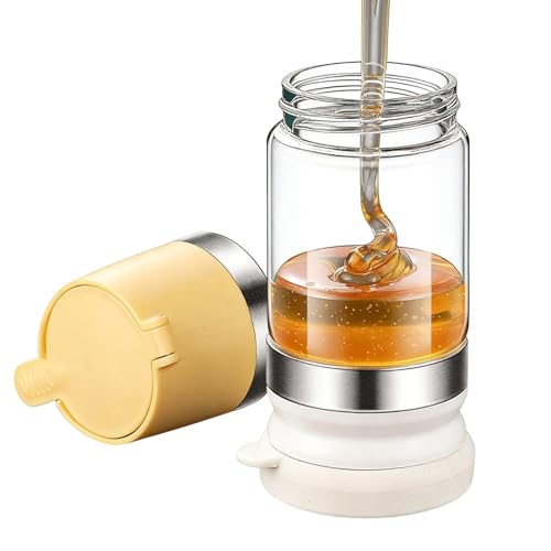 Générique Pot à Miel,300 ml avec Poignée, Antidérapant et Hermétique - Distributeur Détachable pour Miel et Sirop | pour Eau Café Thé Lait Sauce Maison Cuisine Restaurant Garde-Manger Camping