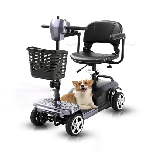 MobiCyc MS08s Mobility Scooters for Seniors & Adults 15Miles 4-Wheel Foldable Powered Electric Wheelchair Device w/360WH Battery, 300 lbs Capacity, with USB Port, Detachable Baskets, Compact