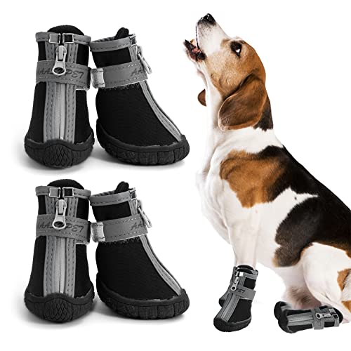 Musimc Dog Shoes For Small Medium Dogs Waterproof Puppy Dog Boots With Safety Reflective Dog Paw Protectors For Winter Hot Pavement Rainy Day With Anti Slip Rubber Sole (Black, Size 3) #TOP6