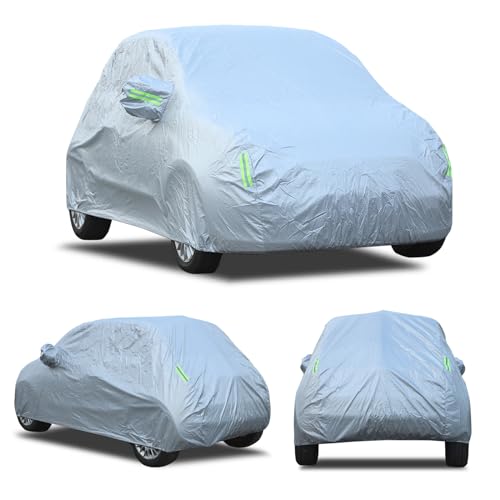 Image of Car Cover Waterproof All Weather Compatible with Fiat 500 /500 Abarth 2011-2022，Car Cover Sun Hail UV Snow Dust Protection Cover Exterior Accessories (Silver)