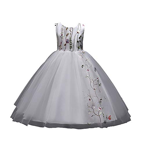 Vestido de tutú de tul BaronHong para niña con encaje bordado floral