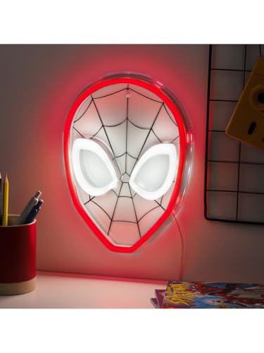 La Mejor Lista de Marvel 3d los 10 mejores. 47 Paladone Spiderman - Luz LED de neón para montar en la pared, con licencia oficial de Marvel para niños y niñas, recámara o cueva de hombre, regalo coleccionable de cómic de...