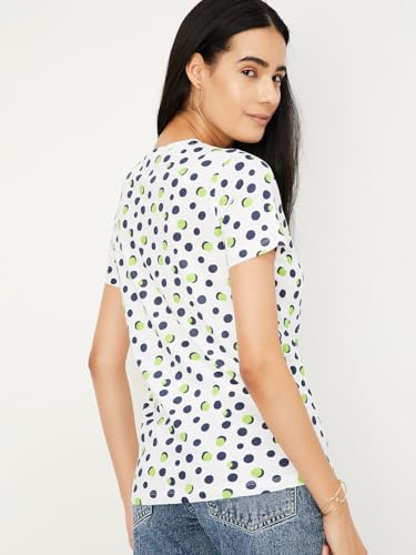 Image of Max Women Cotton Blend Solid Regular Fit T-Shirt