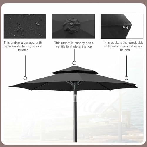 Patio Umbrella Replacement Canopy Square Cantilever Top Cover Outdoor,Replacement Parasol Canopy Cover 300/270/200CM Waterproof UV50+ Fabric Fits 6/8 Arm Standard & Cantilever Umbrellas Outd