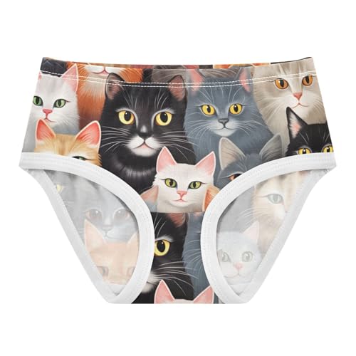 Cute Colorful Cat Toddler Cotton Underwear, Underwear Girls, 2T–8 Years