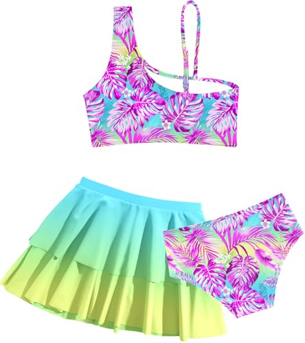 Image of RAISEVERN Girls Swimsuit 3 Piece Bathing Suits Cute Swimwear for 5-12 Years