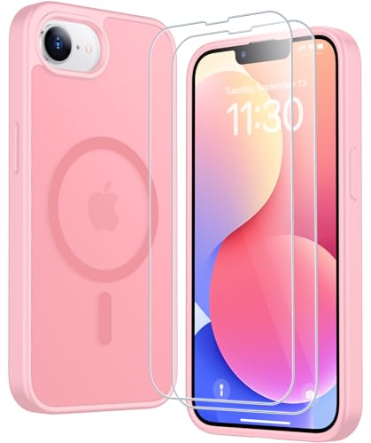 Funda iPhone 16e translúcida rosa magnética para proteger contra caídas y golpes