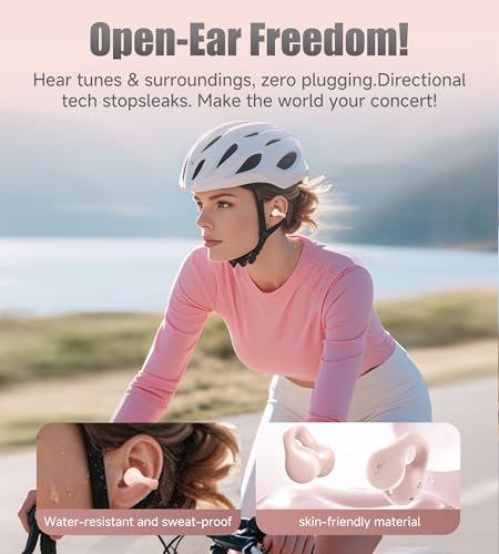 King Lucky i21 Open Ear Clip On Earbuds Wireless Bluetooth Ear Clip Headphones with Mic,Noise Cancelling, Waterproof IPX4,for Small Ears,Perfect for Running,Sports,Glasses Wearers (Pink) — view 5