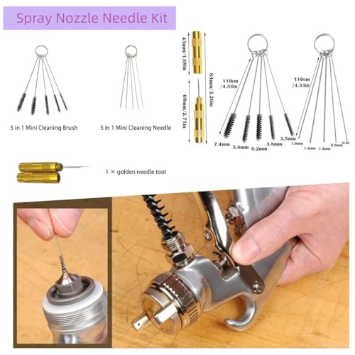HVLP Paint Sprayer Kit with 10pcs 600ML Mixing Quick Cup,Paint Spray Gun Set with 4 Nozzles 1.4/1.7/2/2.5mm &Pressure Gauge，Needle Scraper,Automotive Gravity Feed Spray Paint Gun Kit