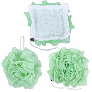 2-In-1 Bath Sponge, Shower Puff Loofah Shower Puff Loofah Sponge Bath Scrunchies Scrubbing and Cleaning – Body Scrubbers for Use In Shower for Men Women Bath Supplies (Green）