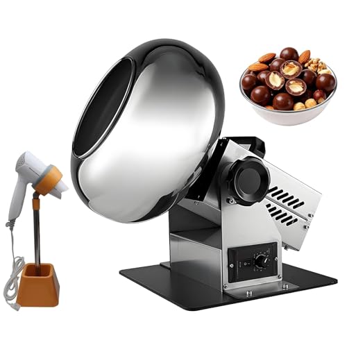 MiBoce Commercial Sugar Coater Machine, Mini Candy Coater Machine, with Stand and Blower, Adjustable Tilt Angle, 0-72r/min Speed Adjustable, for Food Industry