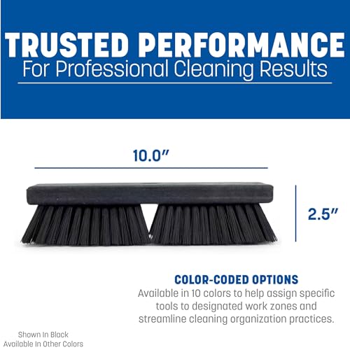 Image of SPARTA Plastic Floor Scrub Brush, Brush Head Only, Deck Brush with ACME Standard Thread Fitting for Deck, Industrial Kitchens, and Hospitals, 10 Inches, Blue, (Pack of 6)