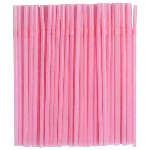 Pitillos flexibles plásticos desechables rosa 200 unidades miniatura 1