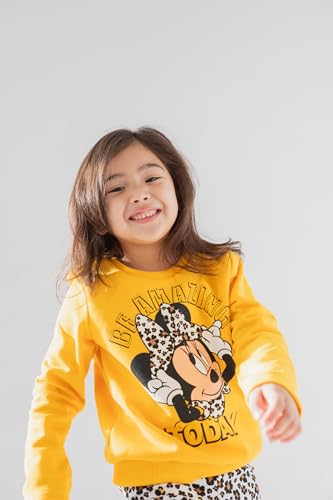 Image of Disney Minnie Mouse Baby Girls Fleece Sweatshirt and Leggings Outfit Set Infant to Big Kid | Pullover Sweatshirt, Fitted Leggings, Elastic Waistband