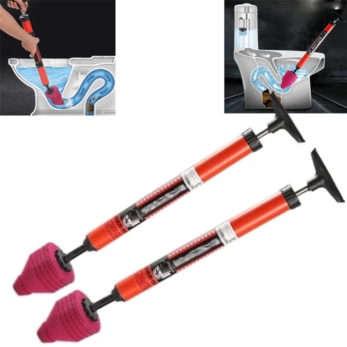 High Pressure Toilet Flush, Toilet Snake, Toilet Air Plunger, Toilet Air Flush, Heavy Duty Toilet Flush, Bathroom Kitchen Tub Plumbing Cleaning Tool (2)