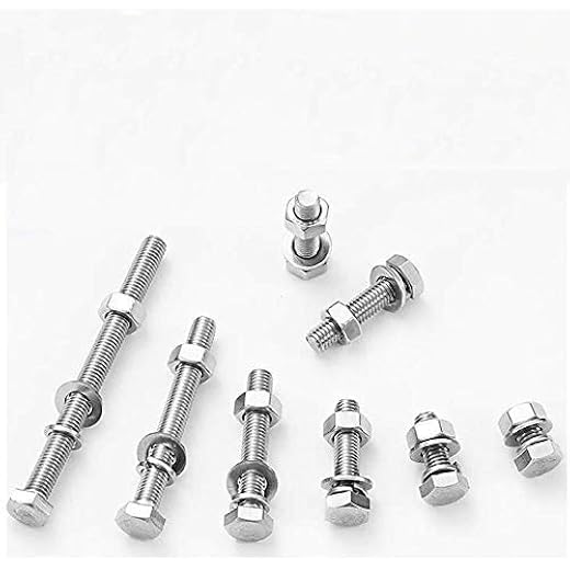 Hex Head Screws with Nut & Washer 45mm (Pack of 10)