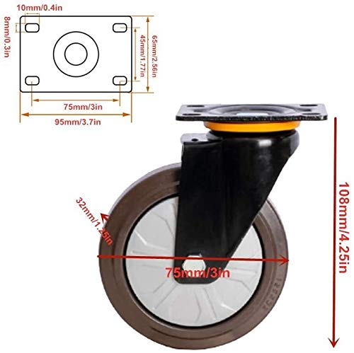 Roulettes pivotantes robustes pour etabli atelier et machines de 4 pouces - 3