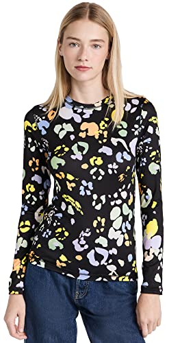 Stine Goya Women's Juno Long Sleeve Top, 2008 Black Leopard, M-L