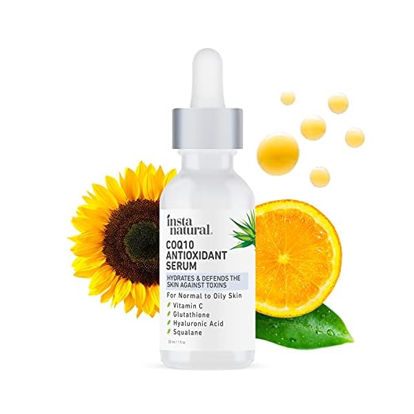 CoQ10 Antioxidant Face Serum - Anti Aging Natural Skin Care to Nourish Dry Skin Brightening Serum & Hydrating Treatment Skin Barrier Strengthening Facial Serum with Vitamin C & Hyaluronic Acid 1 oz